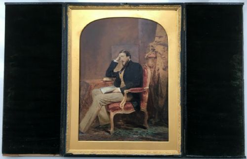 fig 1. English School Antique Victorian Original Paintings Portrait of Lady & Gentleman
