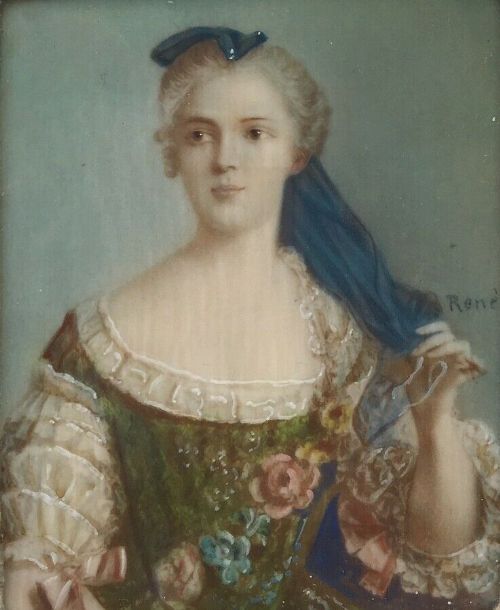 fig 1. Original 19th Century Signed Antique Miniature Watercolour Gouache Portrait Painting of a Georgian Lady