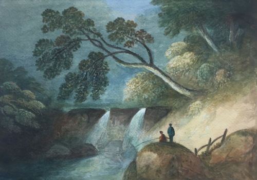 George Nicholson Picturesque Antique Watercolour Painting Mulgrave Woods Whitby