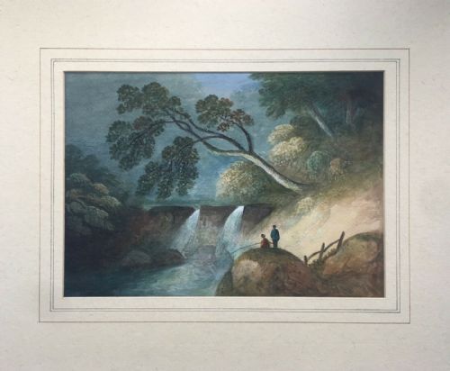 fig 1. GEORGE NICHOLSON Picturesque Antique Watercolour Painting Mulgrave Woods Whitby 