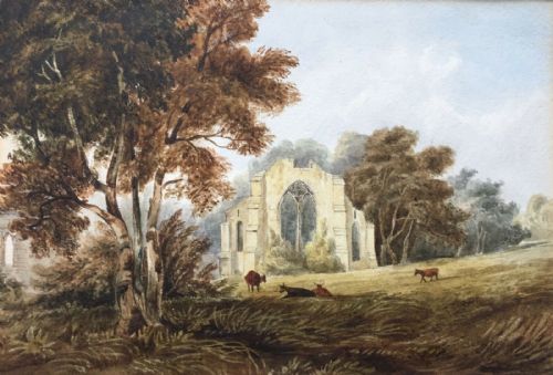 Attributed to Copley Fielding Original Antique 19th Century English Watercolour Painting Netley Abbey Hampshire England