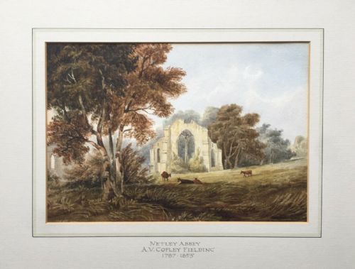 fig 1. Attributed to Copley Fielding Original Antique 19th Century English Watercolour Painting Netley Abbey Hampshire England