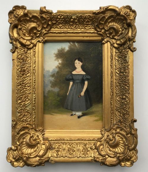 English School Circa 1833 Original English Antique Oil Painting Portrait of Elizabeth Jane Henshaw Aged 5