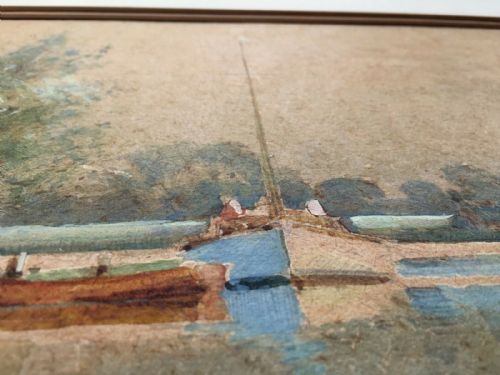 fig 2. CHARLES MAYES WIGG Signed Original Vintage English Watercolour Painting Wherry Potter Heigham Norfolk Broads