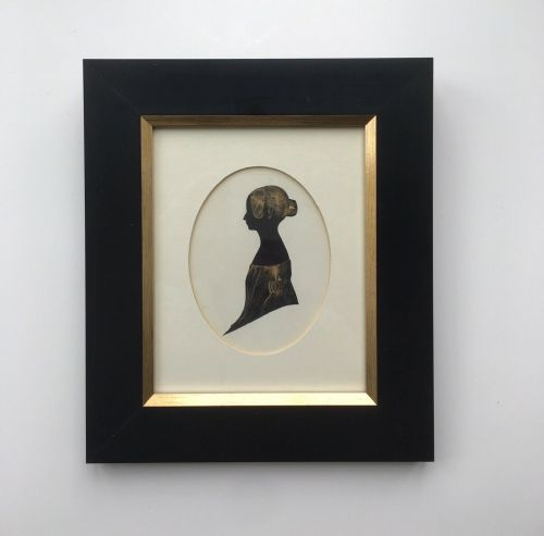 English School 19th Century Antique Framed Silhouette Black Gilt Victorian Lady
