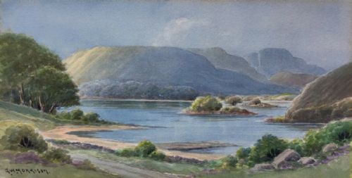 George W Morrison Signed Original Vintage Irish Watercolour Painting Lough Gill County Sligo