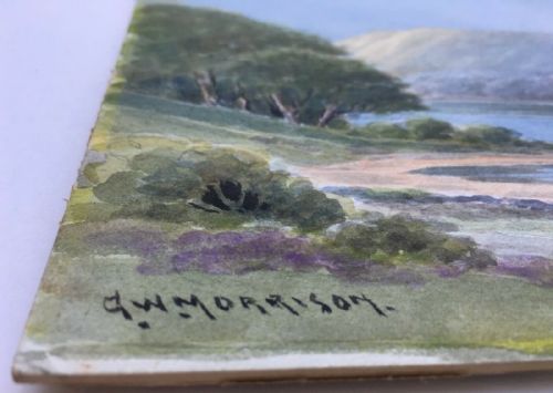 fig 1. GEORGE W MORRISON Signed Original Vintage Irish Watercolour Painting LOUGH GILL COUNTY SLIGO