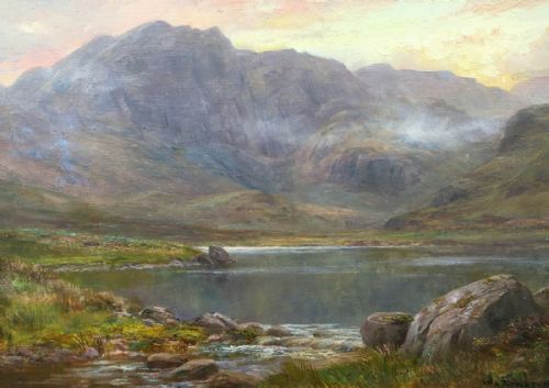 fig 1. William Lakin Turner Signed Original Early 20th Century English Oil Painting Easedale Tarn Lake District Cumbria