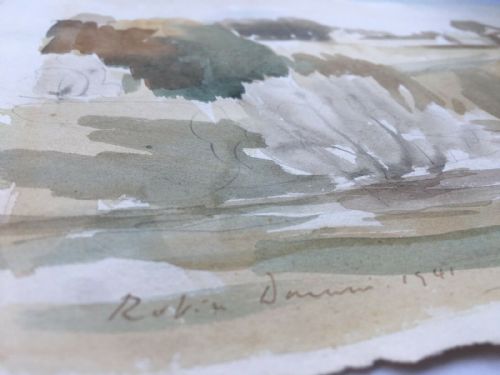 fig 1. Robin Darwin 1941 Signed Original Vintage English Watercolour Painting Bibury Cotswold Gloucestershire England