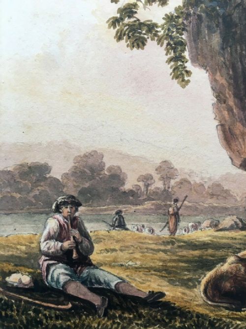 fig 2. WILLIAM HENRY HARRIOTT Antique 19th Century Watercolour Painting After CUYP Dutch Cattle View in Hogarth Frame