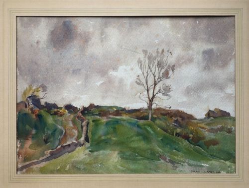 fig 1. Fred Lawson Signed Original Watercolour Painting Above Castle Bolton, Yorkshire