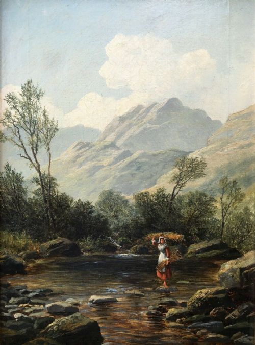 fig 1. Albert Dunington Original Antique Oil Painting Landscape View near Conwy, Wales