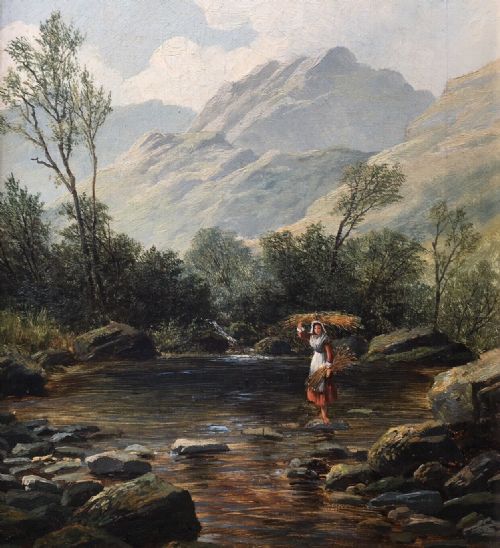 fig 2. Albert Dunington Original Antique Oil Painting Landscape View near Conwy, Wales