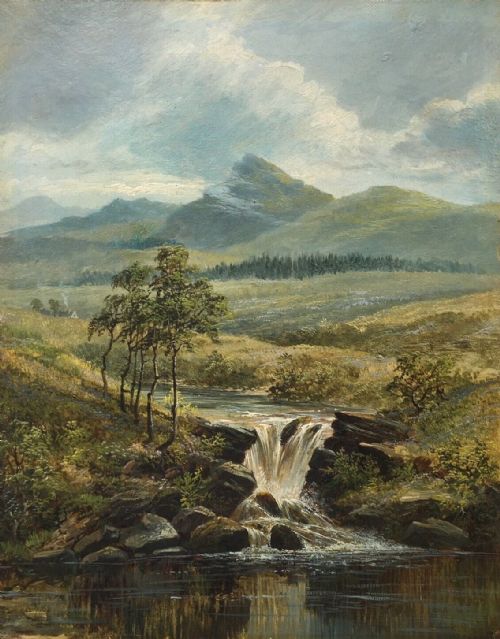 Albert Dunington Original Antique Oil Painting Lanscape View, Grampian Scotland