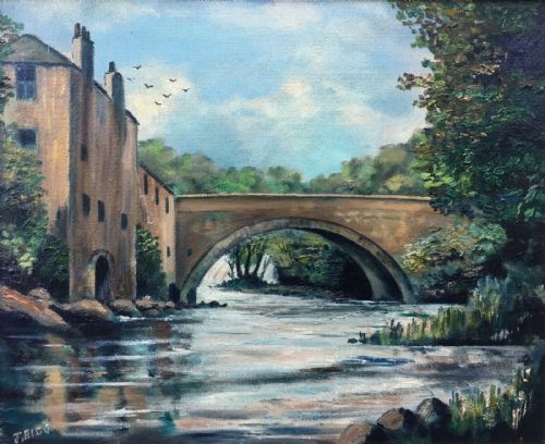 fig 1. JACK RIGG Original Signed Oil Painting Aysgarth Bridge Wensleydale Yorkshire 