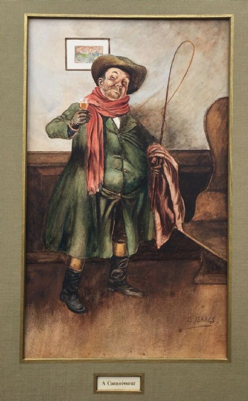 fig 2. E Isaacs Signed Original Antique Watercolour Painting Old Inn Stage Coach Driver