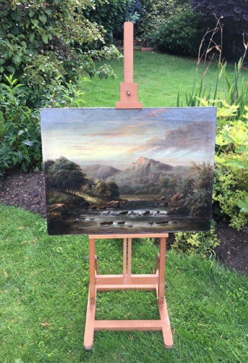 fig 1. William Mellor Signed Original Antique Oil Painting, On the Lledr, North Wales