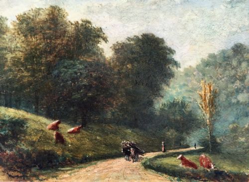 Yeats (George Paterson) Original Antique 19th Century Antique Miniature Oil Painting on Board Cowleigh Park, North Malvern England