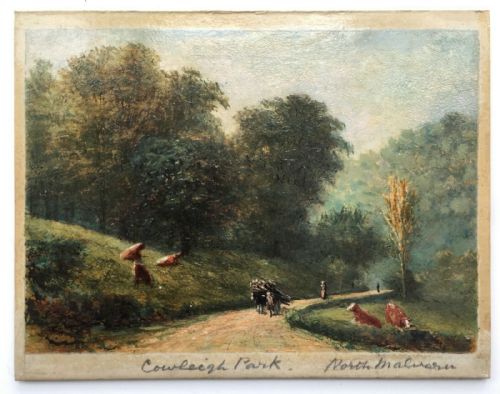 fig 1. Yeats (George Paterson) Original Antique 19th Century Antique Miniature Oil Painting on Board Cowleigh Park, North Malvern England