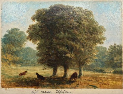 Signed Yeats (George Paterson) Miniature 19th Century Antique English Oil Painting on Board Landscape, Nr Upton, Malvern, England