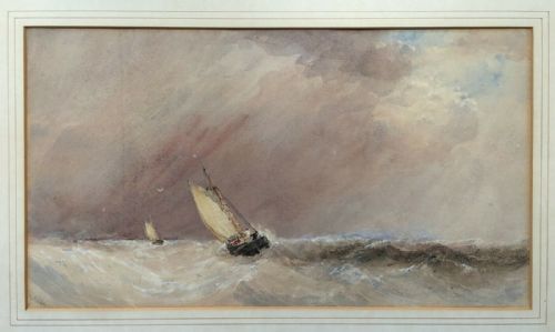 fig 1. Signed E (Edward Snr) Tucker Antique Original Watercolour Painting Seascape No 1