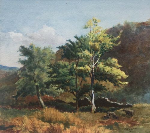 fig 1. J.R.G. Exley R.E. Signed Original Watercolour Painting, Rombalds Moor nr Skipton