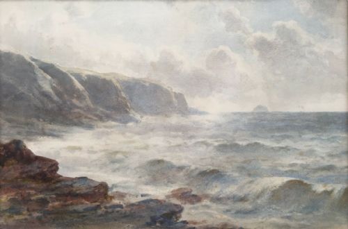 Edward Arden (Tucker) Signed Antique 19th Century Original Watercolour Painting Coastal Seascape