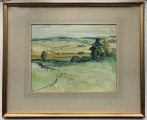 Muriel Metcalfe (M. Fred Lawson) Original 20th Century Watercolour Painting "Near Leyburn" Yorkshire Dales Landscape