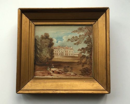 Antique Watercolour Painting British School Landscape Parkland & Country House