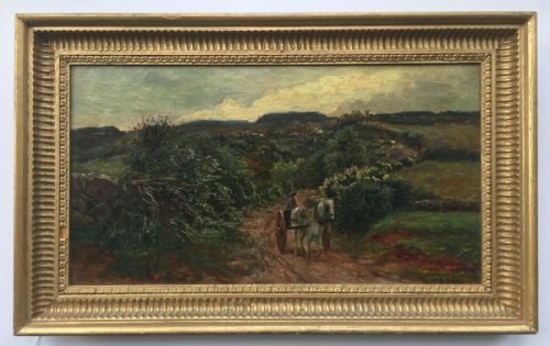 fig 3. WILLIAM ADAM 1846-1931 Original Antique Oil Painting on Canvas Dated (18)80 Horse Cart Scottish Borders
