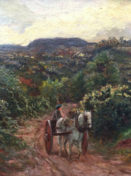 fig 4. WILLIAM ADAM 1846-1931 Original Antique Oil Painting on Canvas Dated (18)80 Horse Cart Scottish Borders
