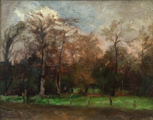 fig 2. Attr. PAUL FORDYCE MAITLAND Titled Trees in Richmond Park Verso Oil on Canvas
