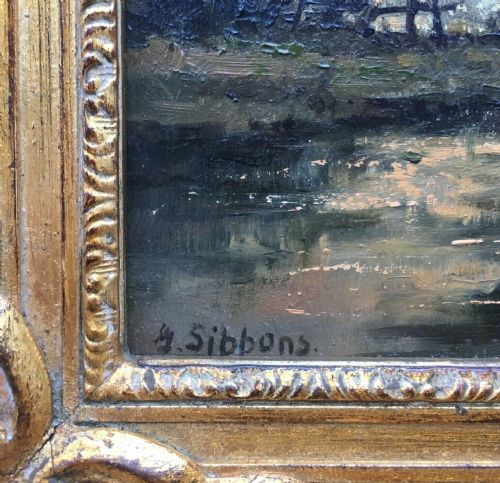 fig 1. BARBARA GUDRUN SIBBONS Signed Original Oil Painting Birds & River Landscape in Decorative Wooden Frame