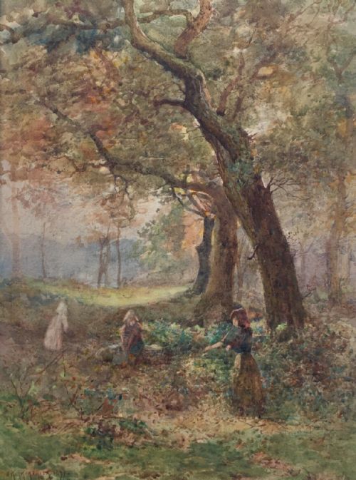 Joseph Kirkpatrick Signed Original Antique English Watercolour Painting "Eastham Woods" Merseyside