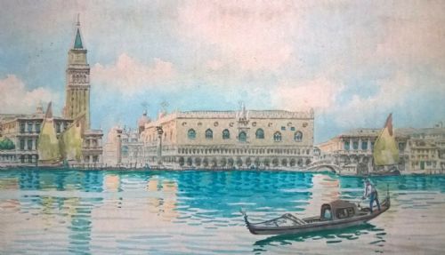 fig 1. Venice by Countess Agness Mio da Minotto Original Vintage Watercolour Painting