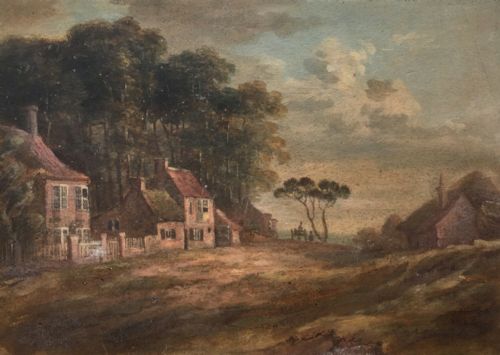 Original English Antique Watercolour Painting 'The Grove Looking Towards York" Yorkshire Landscape in Hogarth Frame