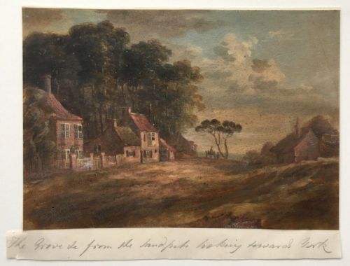 fig 1. Original English Antique Watercolour Painting 'The Grove looking towards York