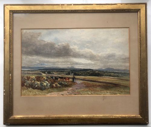 fig 1. Charles Walter Radclyffe Cattle Landscape Original Antique Watercolour Painting