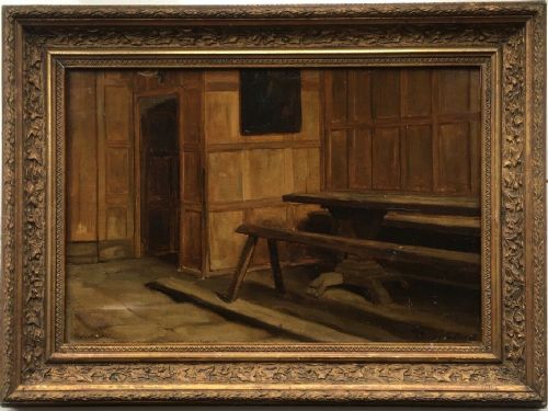 Walter Dendy Sadler 1885 Signed Oil Painting on Canvas 'Haddon Hall Interior'
