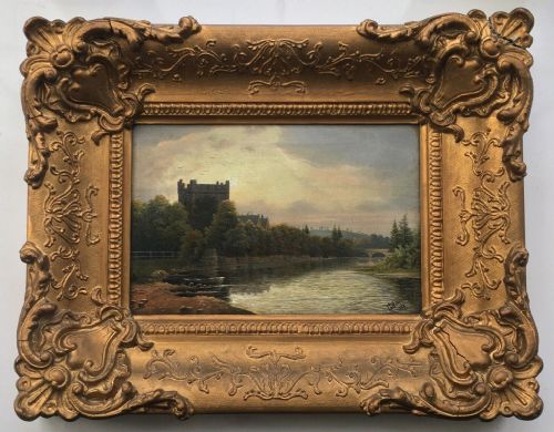 G Wilkinson Signed & Dated 1888 Original Antique English Oil Painting on Canvas in Antique Frame Marmion Tower West Tanfield Nr Ripon Yorkshire