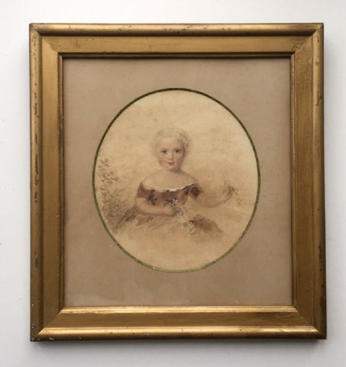 Attr James Holmes C1850 Watercolour Painting Portrait of Henry Bawcombe Age 3
