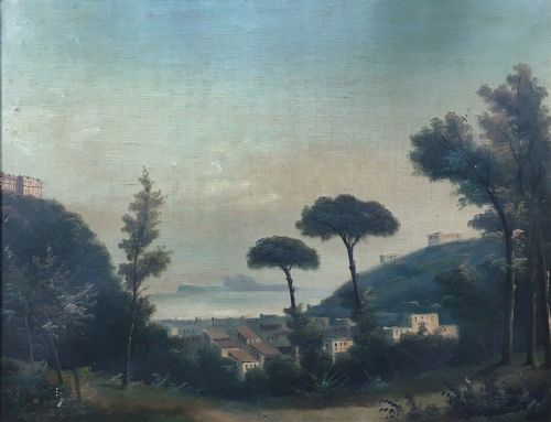 fig 2. Original 19th Century Antique Oil Painting Canvas Gilt Framed Italian Landscape