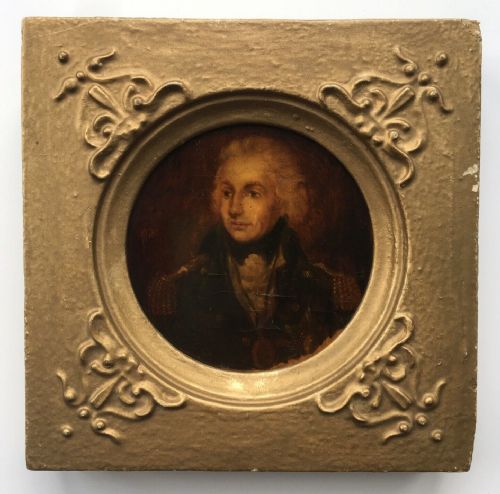 Original Antique Miniature Portrait of Lord Nelson Oil Painting on Oak Panel