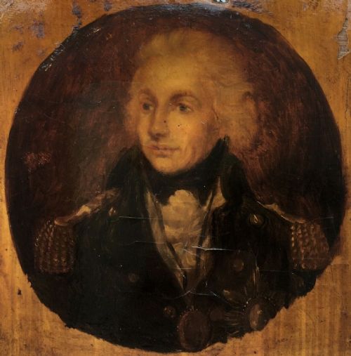 fig 1. Original Antique Miniature Portrait of Lord Nelson Oil Painting on Oak Panel