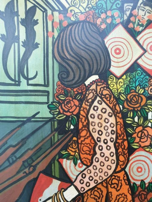 fig 1. Molly Moss Signed Original 20th Century Pop Art Oil Painting Shooting Gallery