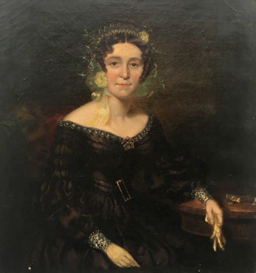 fig 1. Manner of Pickersgill Original Antique Oil Painting & Frame Portrait Lady Mary
