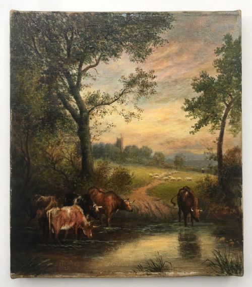 fig 1. J Hardy 1878 Signed Original Antique Oil Painting in Frame