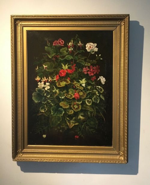fig 1. Original 19th Century English School Oil Painting on Canvas Still Life Flowers