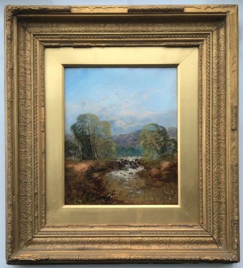 S Bentley Signed Original Framed Antique Canvas Oil Painting Fishing River Landscape