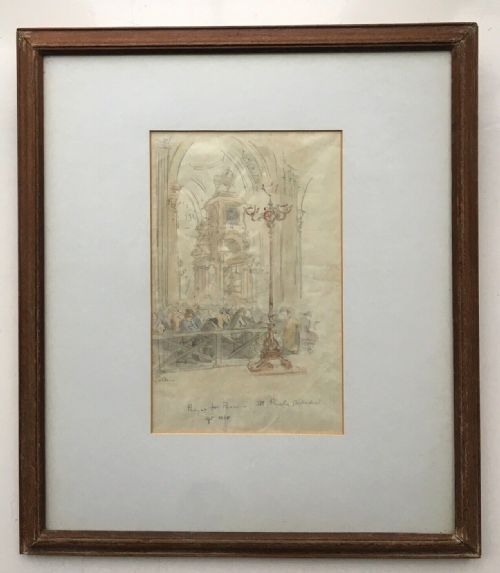 fig 1. Signed WWII Period Original Watercolour & Pencil Study Painting Titled